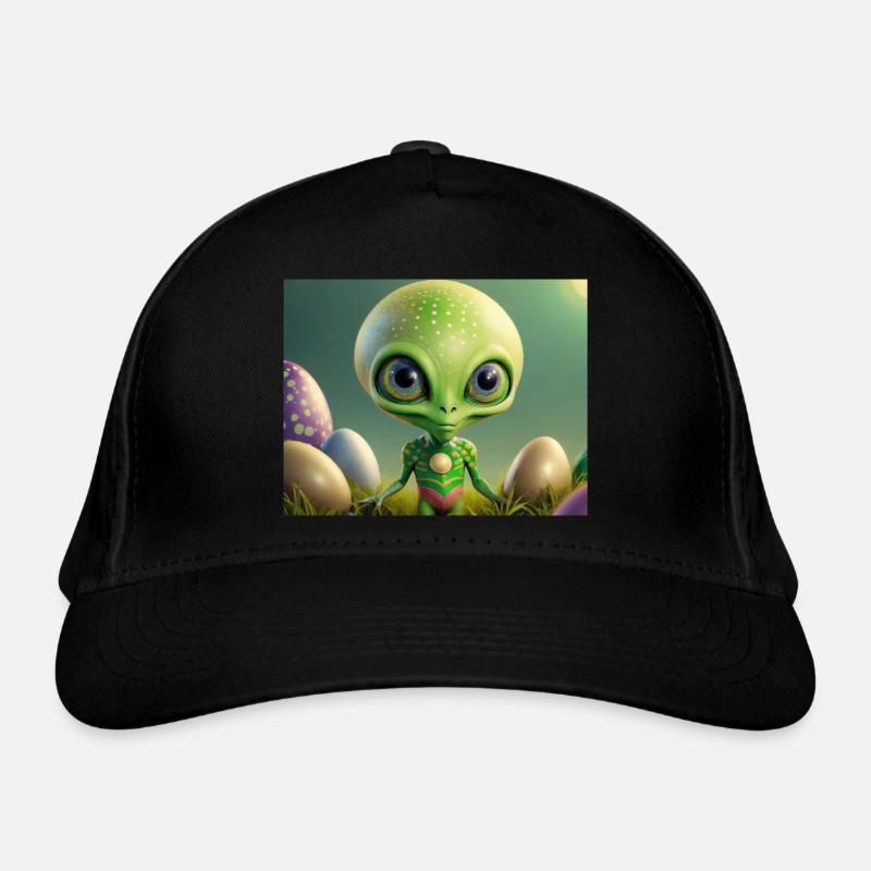 mignon petit extraterrestre rétro vert avec des œufs de pâques Casquette classique bio