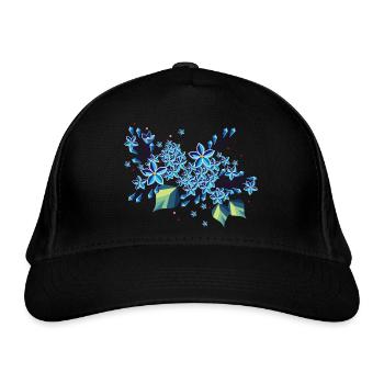 Lilac branch – elegant blue tones in a modern design - Organic Baseball Cap - black - Front