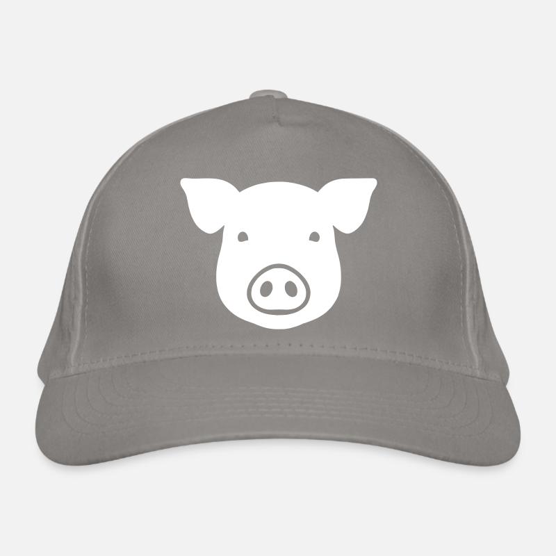 Cute Pig Head Icon Vector Organic Baseball Cap