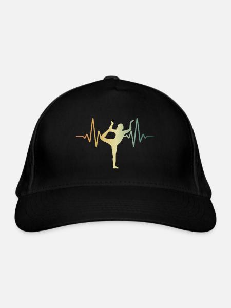 Rythme cardiaque, Yoga, ECG, Pouls, Fréquence cardiaque - Casquette classique bio - noir - Devant