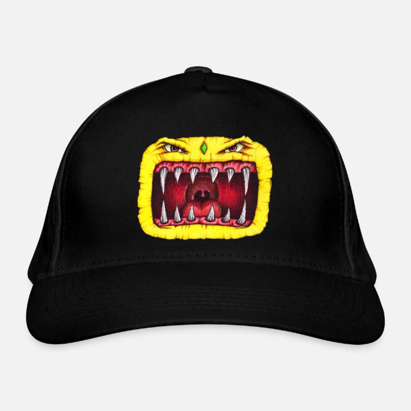 Monster with teeth yellow Organic Baseball Cap