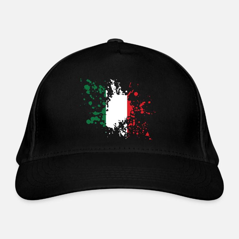 Italien Flagge Flecken Design - Bio-Baseballkappe - Schwarz