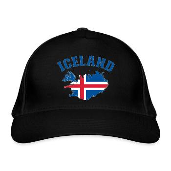 Island Flagge Landkarte - Bio-Baseballkappe - Schwarz - Vorne