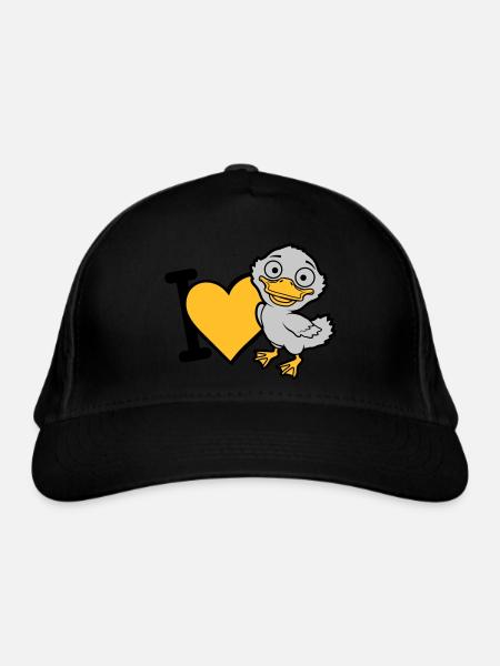 I Love Entenküken Comic - Bio-Baseballkappe - Schwarz - Vorne