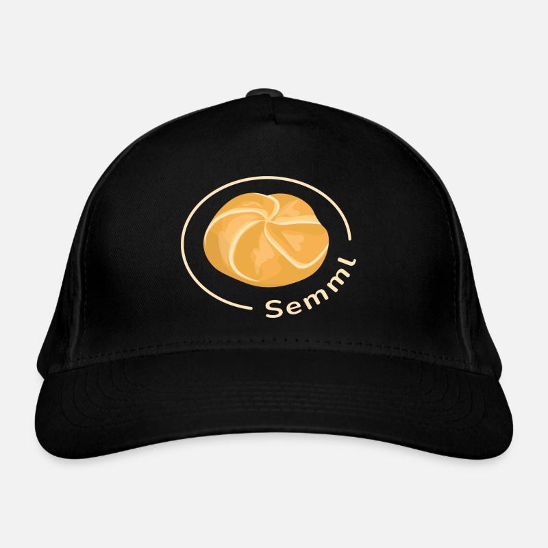 Semml mit Schrift - Bio-Baseballkappe - Schwarz