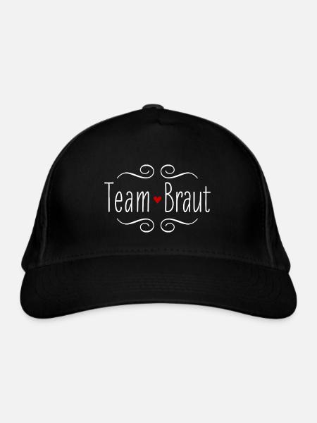 Team Braut Herz Hochzeit Heirat Party Crew - Bio-Baseballkappe - Schwarz - Vorne