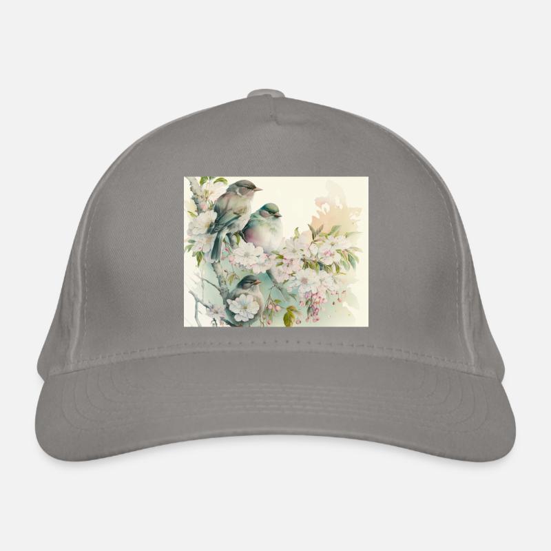 2 Vögel auf einem Zweig Bio-Baseballkappe