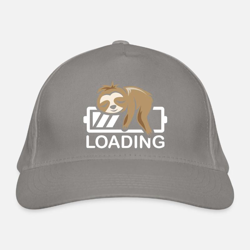 lustiges Faultier loading Batterie Symbol comic Bio-Baseballkappe