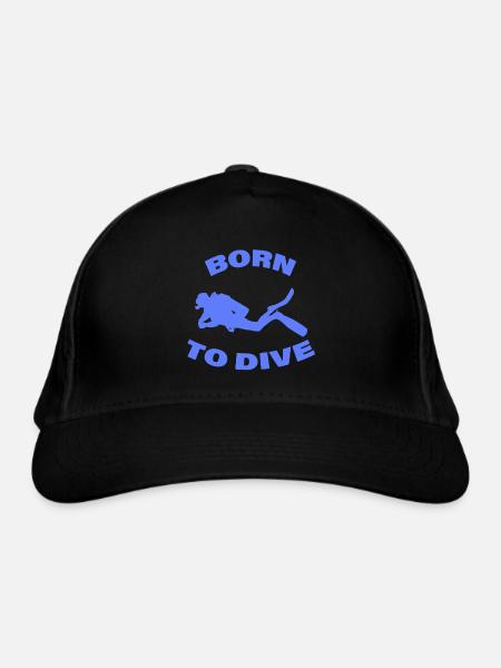BORN TO DIVE - Bio-Baseballkappe - Schwarz - Vorne