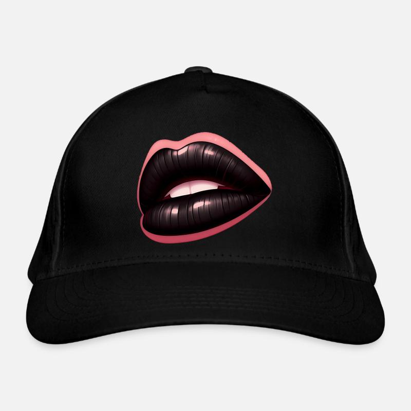 Schwarze Lippen - Mysteriöse Kunst Bio-Baseballkappe