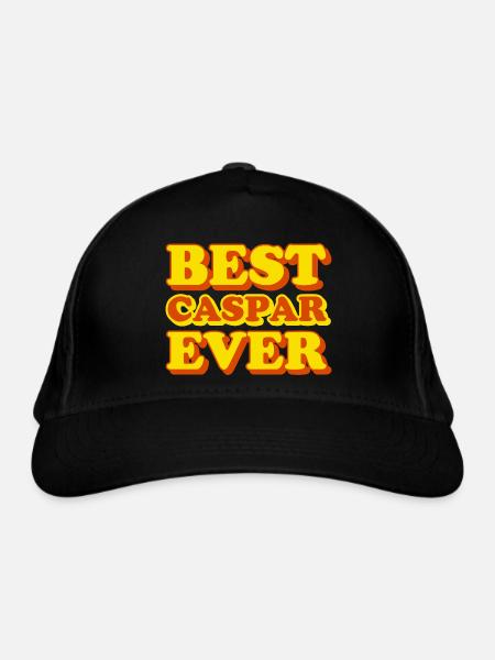 Caspar First Name Funny Gift - Organic Baseball Cap - black - Front
