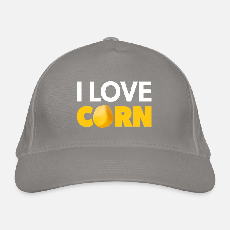 "I Love Corn" white and yellow with corn grain Organic Baseball Cap