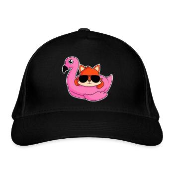 Fuchs im Flamingo - Design - Bio-Baseballkappe - Schwarz - Vorne