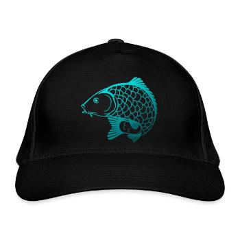 Neon Blue Carp Design - Organic Baseball Cap - black - Front
