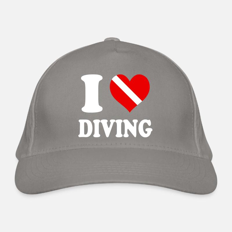I Love Diving Heart Funny Witty Organic Baseball Cap
