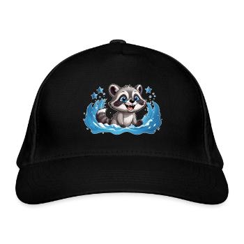Petit raton laveur qui barbote - Casquette classique bio - noir - Devant