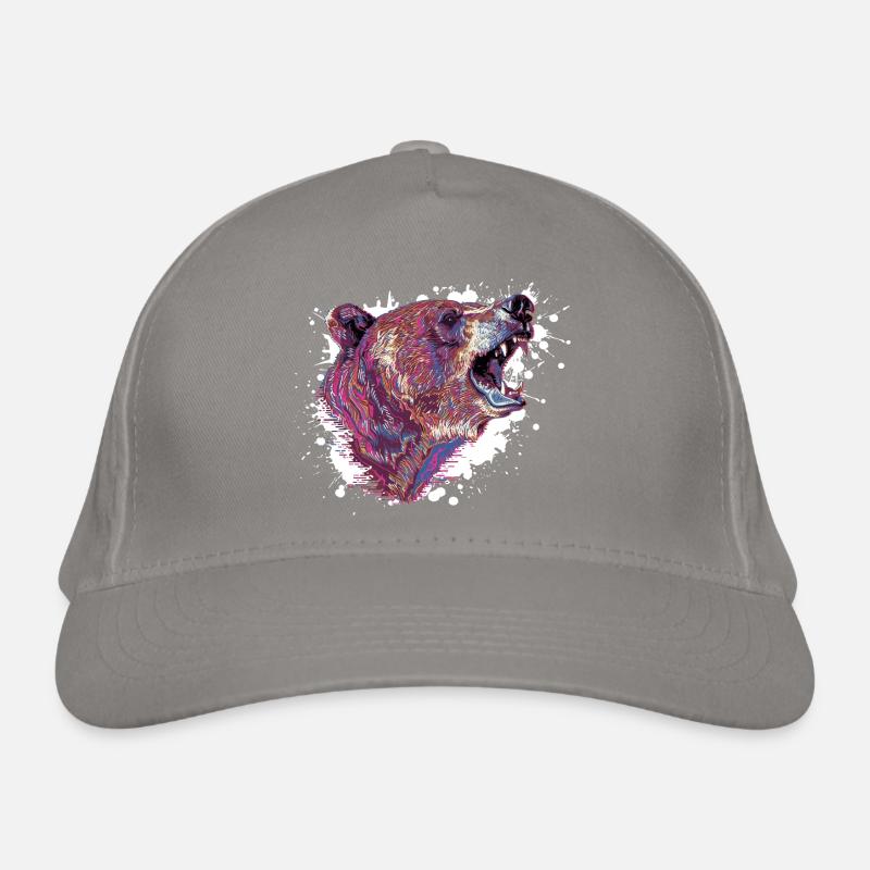 Neon-Splash Bärenkopf Bio-Baseballkappe