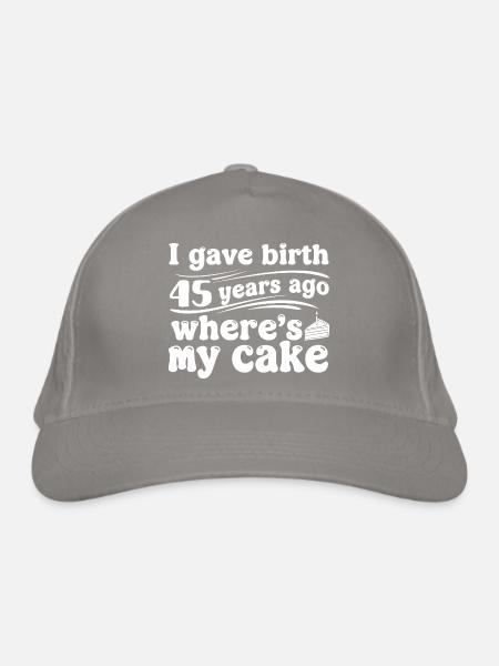Birthday 45 years ago – cake? - Organic Baseball Cap - light grey - Front