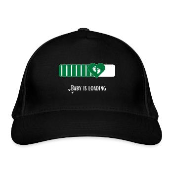 Baby is loading, for pregnant women in neutral - Organic Baseball Cap - black - Front