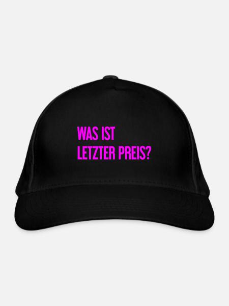 Was ist letzter Preis? - Bio-Baseballkappe - Schwarz - Vorne
