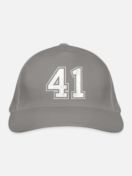 Anzahl 41 - Bio-Baseballkappe - Hellgrau - Vorne