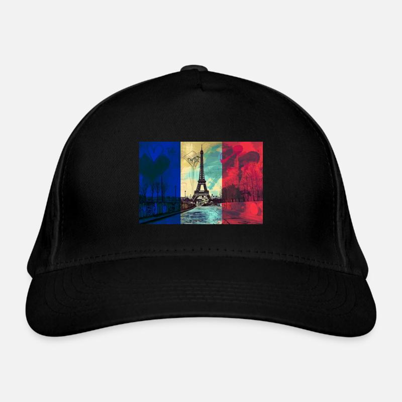 Paris Skyline Tour Eiffel France Drapeau Drapeau Casquette classique bio