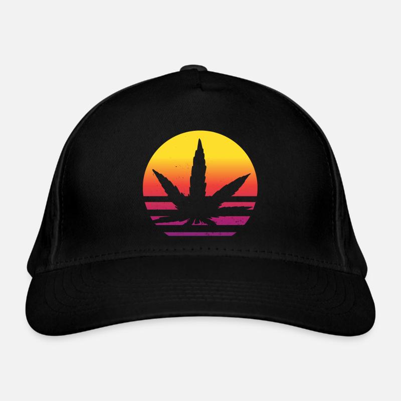 Cannabis Leaf Retro Coucher de soleil Casquette classique bio