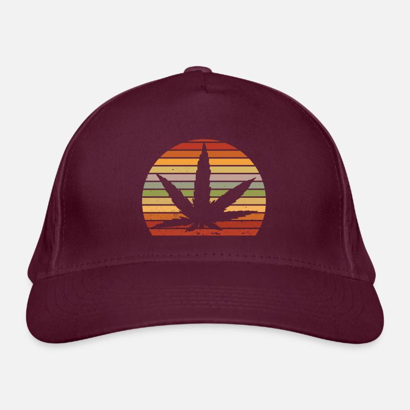 Cannabis Leaf Retro Coucher de soleil Casquette classique bio
