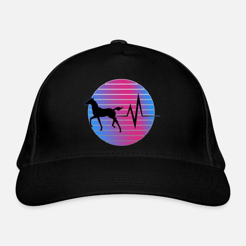 Pferd - EKG - Bio-Baseballkappe - Schwarz