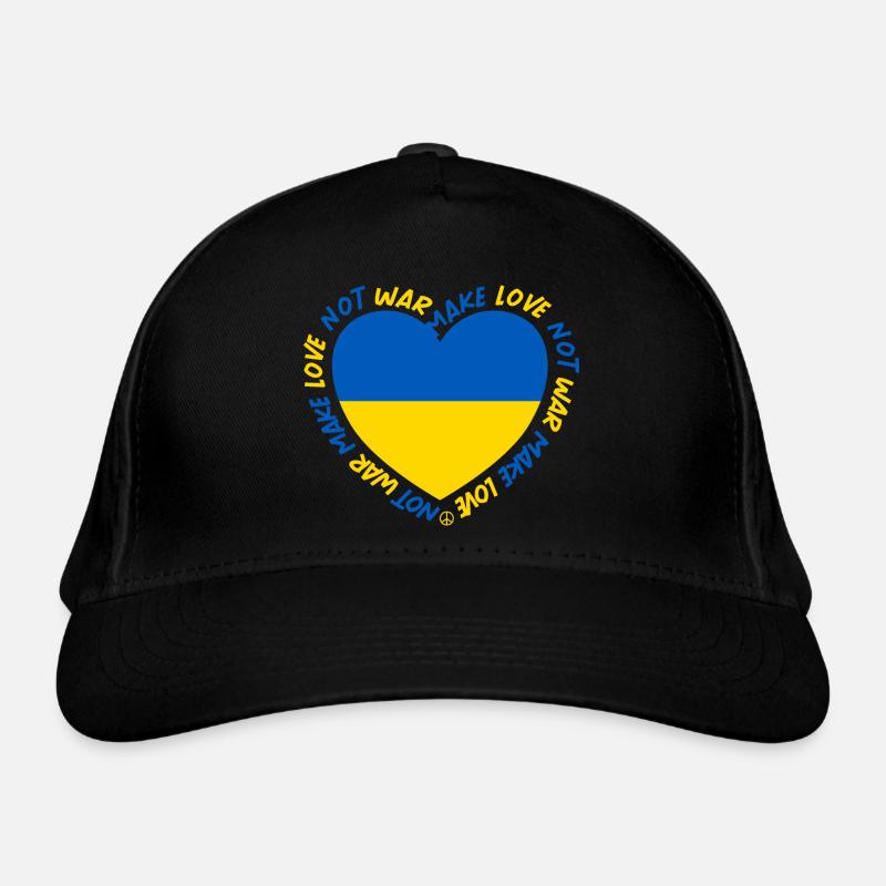 Frieden Make Love No War Ukraine - Bio-Baseballkappe - Schwarz