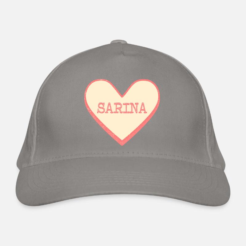 Sarina Surname First Name Pink Sugar Heart Organic Baseball Cap