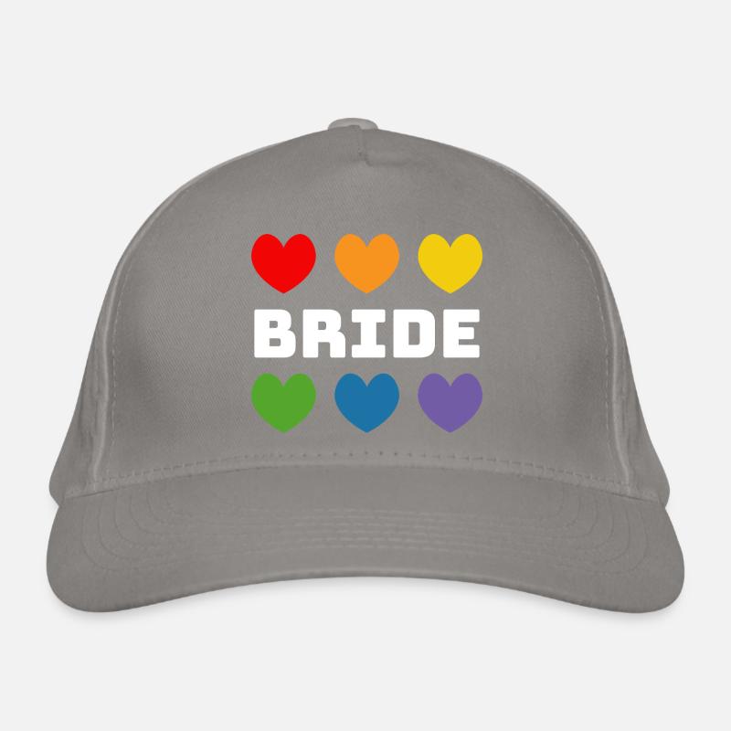 Regenbogenherzchen Bride weiss Bio-Baseballkappe