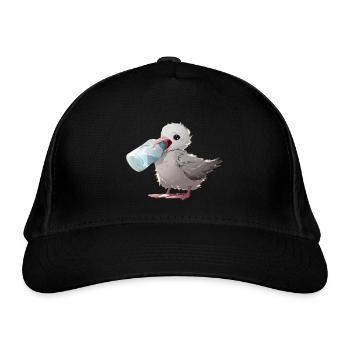 Albatross Chick Plastic Pollution - Organic Baseball Cap - black - Front