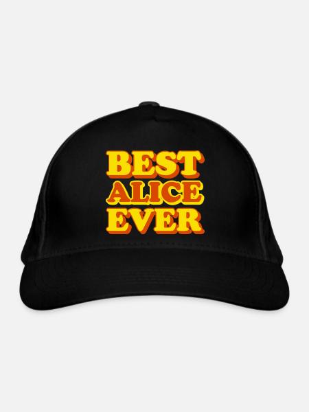 Alice's First Name Funny Gift - Organic Baseball Cap - black - Front