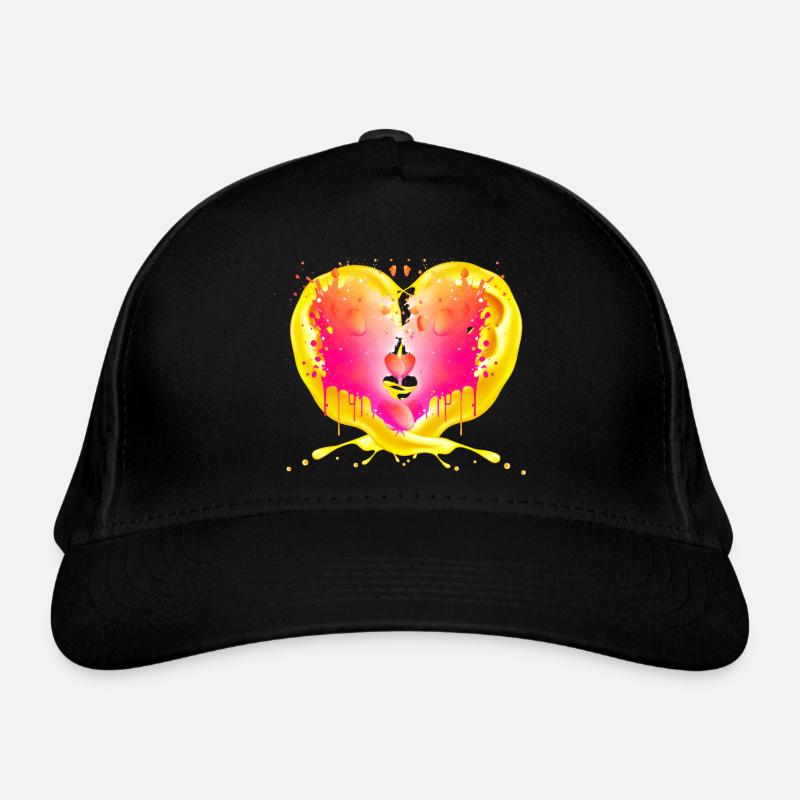 Heart behind flames Organic Baseball Cap
