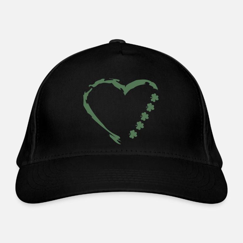 Cœur de coups de pinceau avec trèfles Casquette classique bio