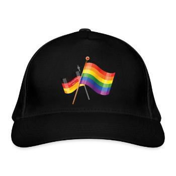 Regenbogen Deutschland Flagge - Bio-Baseballkappe - Schwarz - Vorne