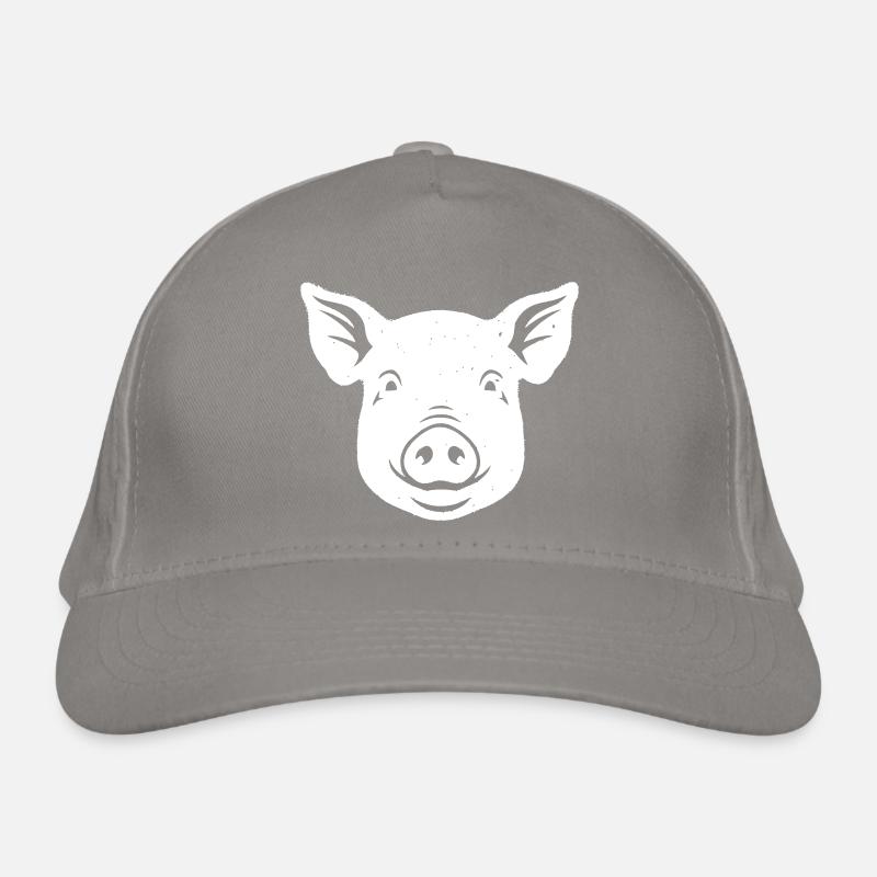 Schwein Kopf Gesicht Bauernhof Vektor Bio-Baseballkappe