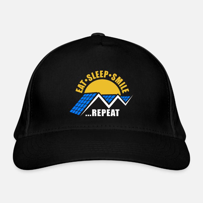 Eat Sleep Smile Repeat - Photovoltaik Spruch Bio-Baseballkappe