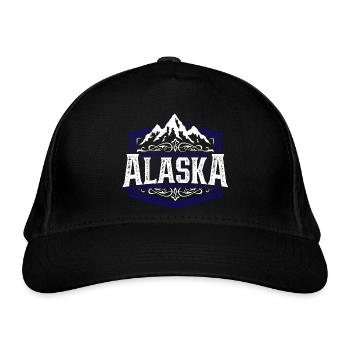 Alaska | Alaska Typografie - Bio-Baseballkappe - Schwarz - Vorne