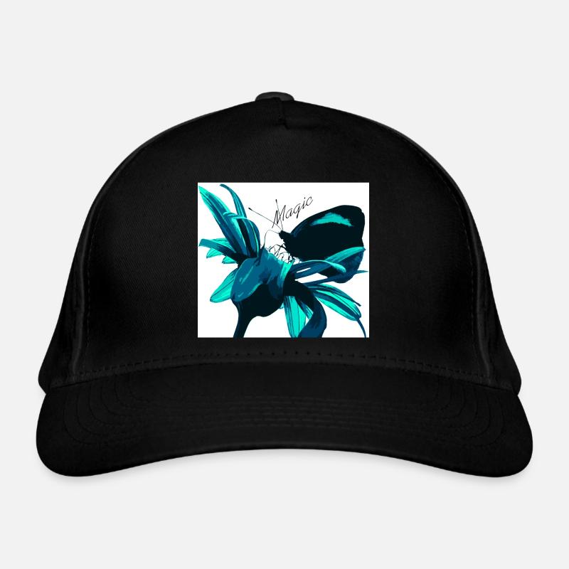 Imprimé fleur magique turquoise - Casquette classique bio - noir