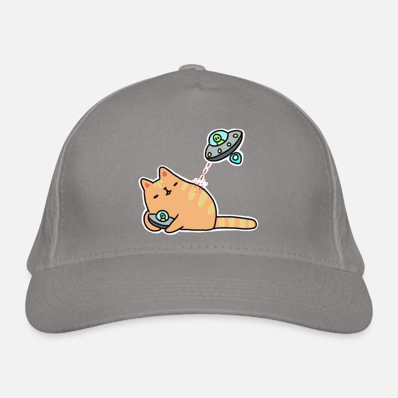 Katze mit UFOs Bio-Baseballkappe