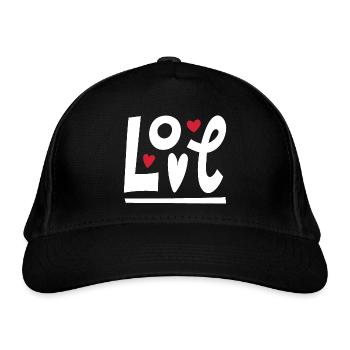 Liebe - Bio-Baseballkappe - Schwarz - Vorne