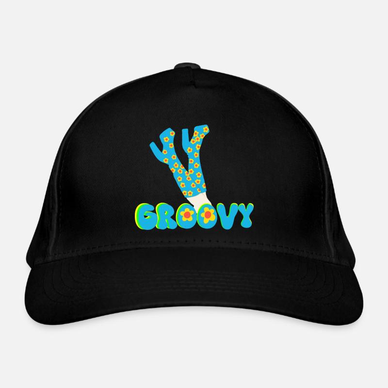 Retro Vibes Flower Power - Casquette classique bio - noir