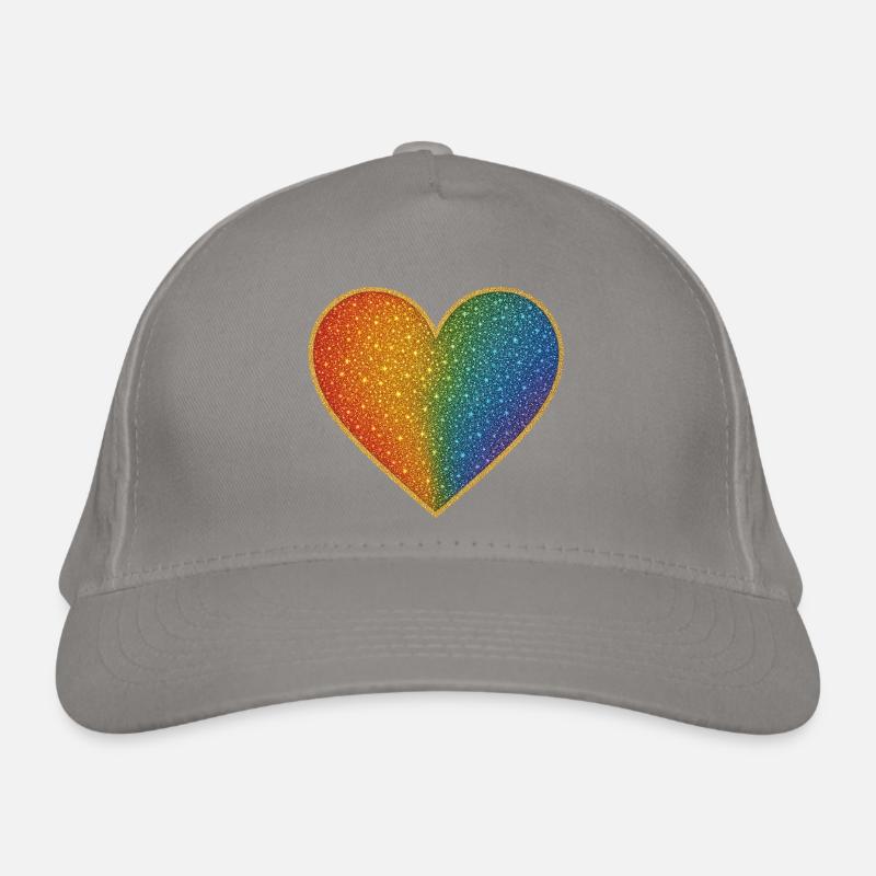 Funkelndes Regenbogenherz Design Bio-Baseballkappe