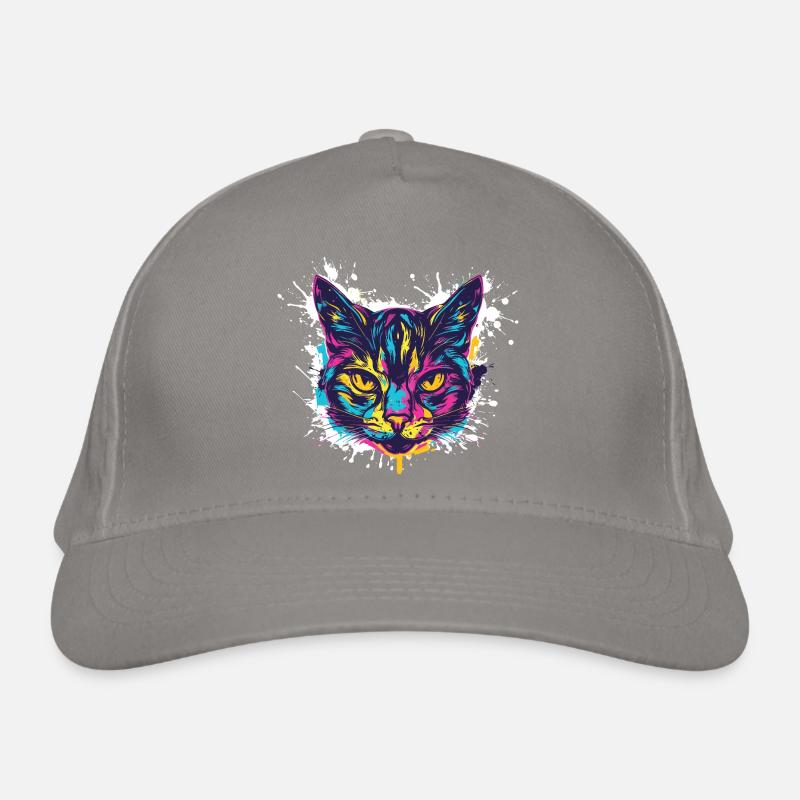 Cat Splatter Paint Blobs Organic Baseball Cap