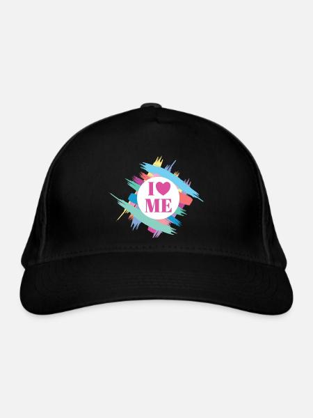 I Love Me Selbstvertrauen Ich Liebe Mich Herz - Bio-Baseballkappe - Schwarz - Vorne