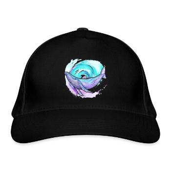 Buckelwal Aquarell - Bio-Baseballkappe - Schwarz - Vorne