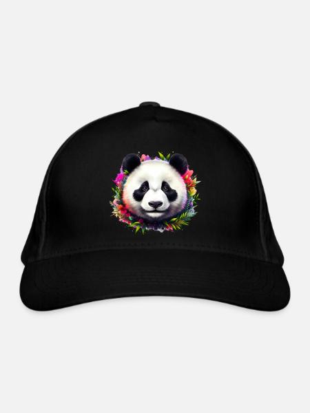 Panda - Bio-Baseballkappe - Schwarz - Vorne