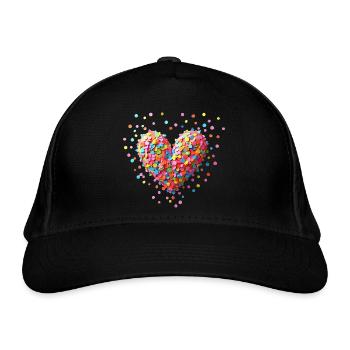 Konfetti Herz Karneval Kostüm Fasching Geburtstag - Bio-Baseballkappe - Schwarz - Vorne